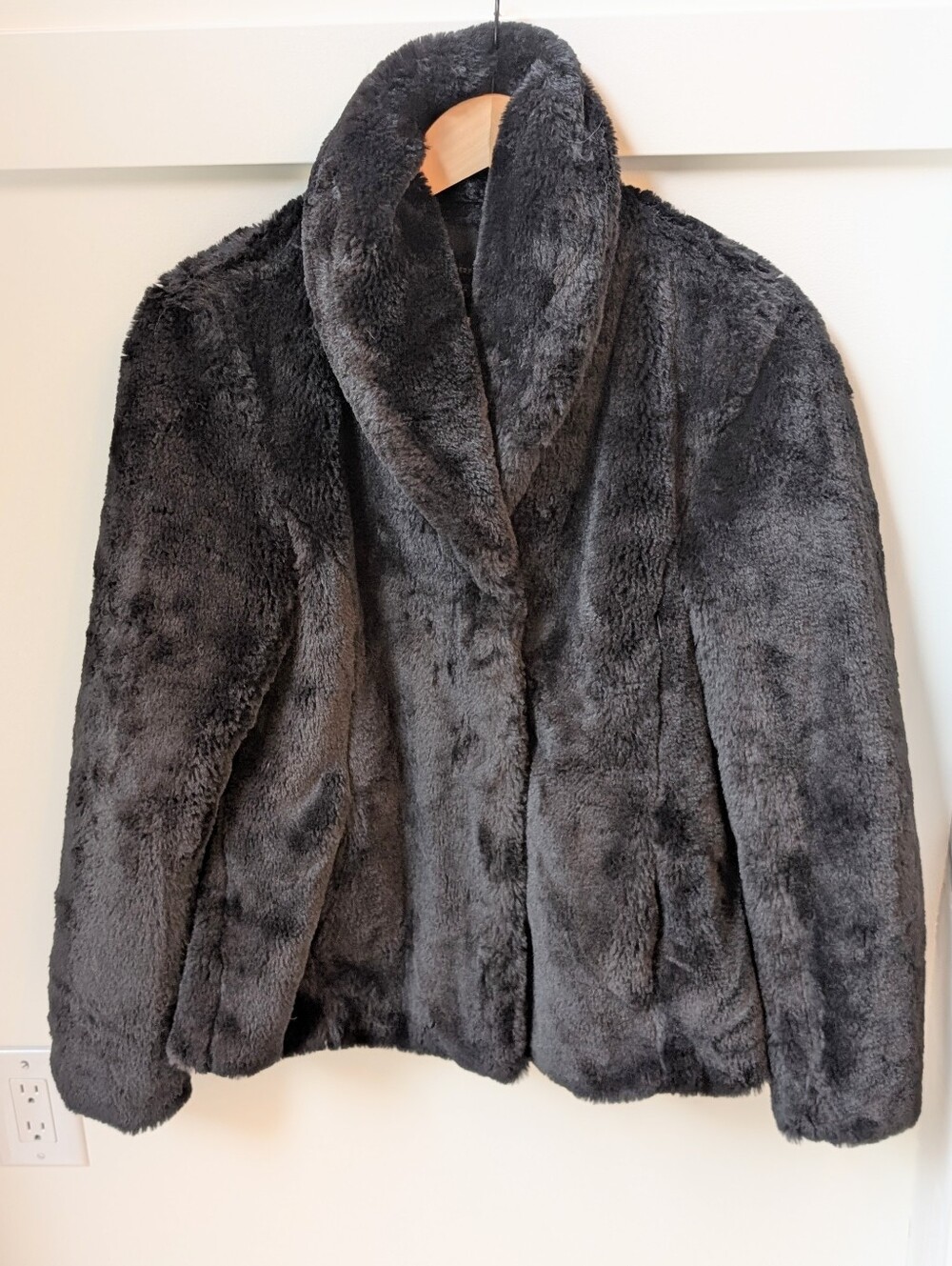 Weatherproof Faux Fur Shawl Collar Coat - Black
